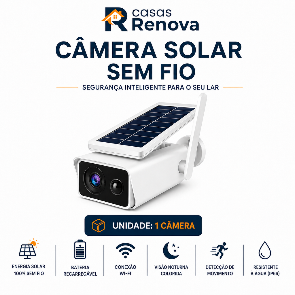 Câmera de Segurança Externa IP Wifi HD com Energia Solar