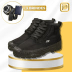 Kit Bota Militar Tactical Masculina de Nylon e Lona Premium + 3 BRINDES: Cinto, Relógio e Carteira