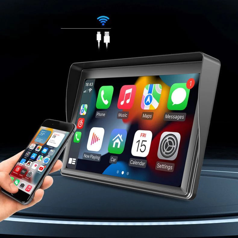 Multimídia Portátil Universal Carplay Android e IOS Com Câmera de Ré